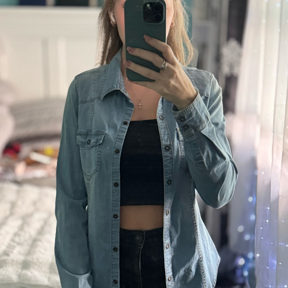 Guess Light Blue Button-Down Shirt